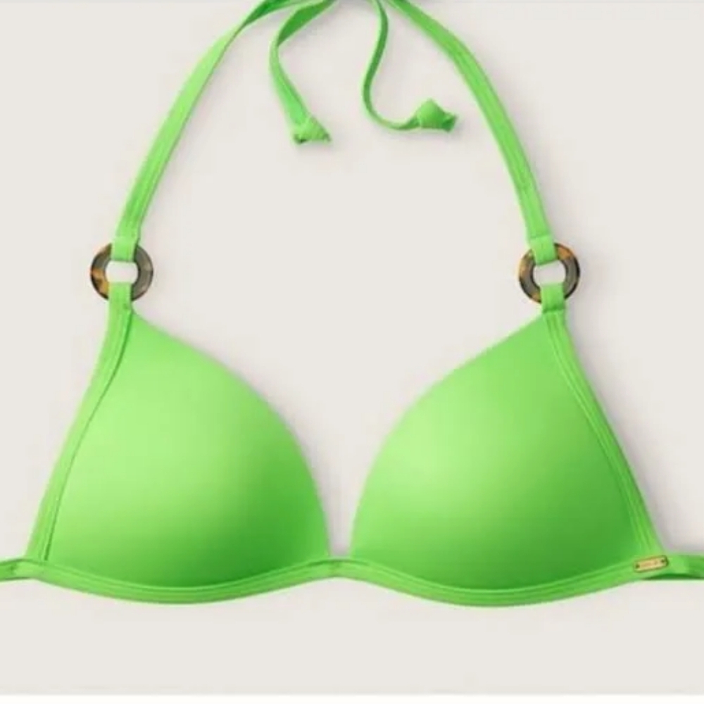 Victoria's Secret Pink Green Push-up Padded Bikini Top. Size L